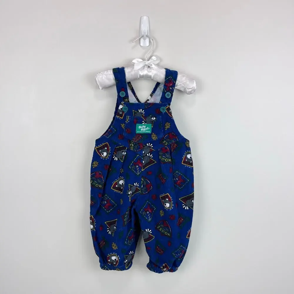 Vintage OshKosh B'gosh Blue Fall Forest Overalls 6-9 Months USA